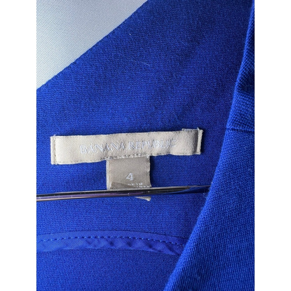 Banana Republic Royal Blue Peplum Sheath Dress Cap Sleeve Ponte Knit Sz 4 - Picture 6 of 10